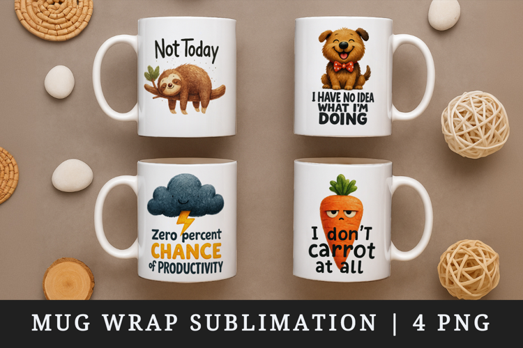 Funny Quote mug wrap printable sublimation design