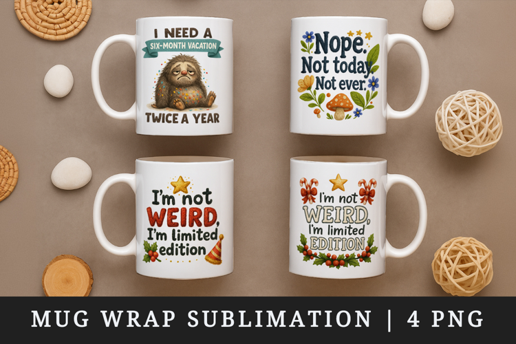 Funny Quote mug wrap printable sublimation design