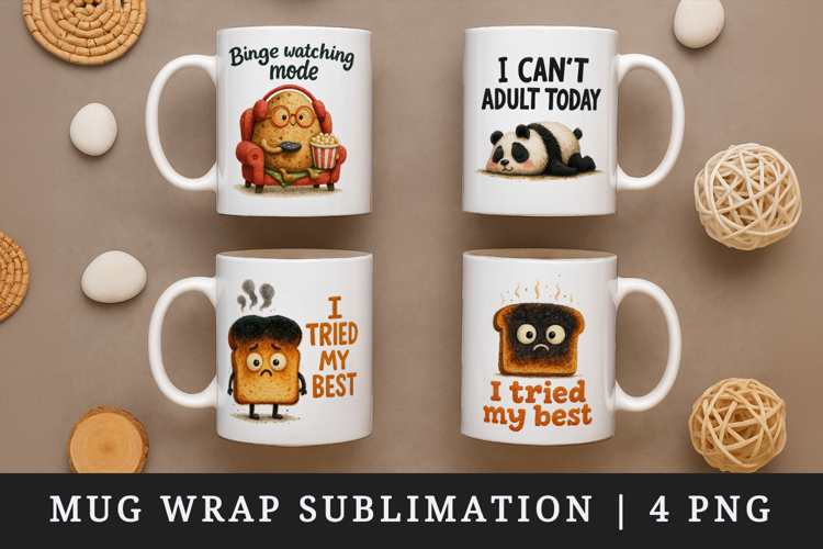 Funny Quote mug wrap printable sublimation design
