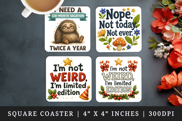 Funny Quote square coaster sublimation, coasters design