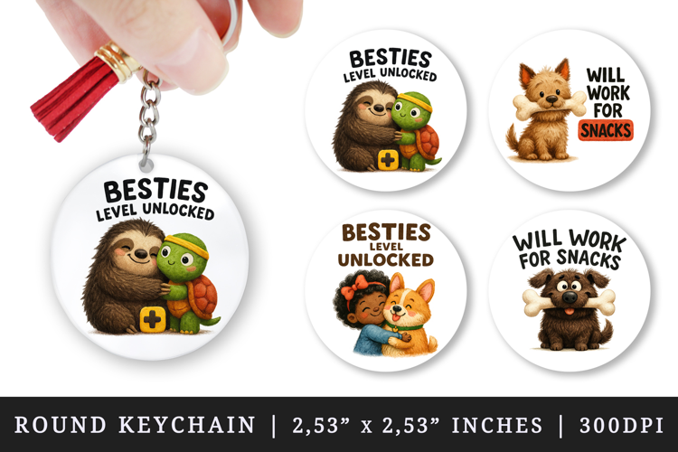 Funny Quotes round keychain pintable sublimation design png