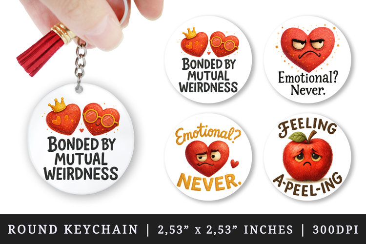 Funny Quotes round keychain pintable sublimation design png