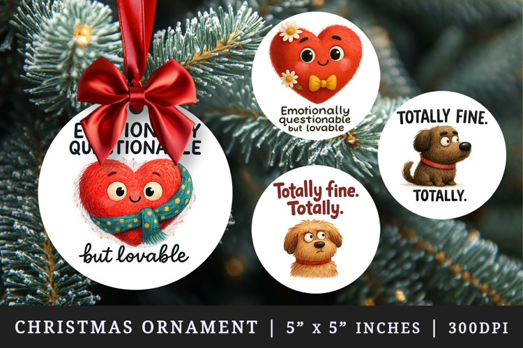 Funny Quotes round ornaments sublimation design