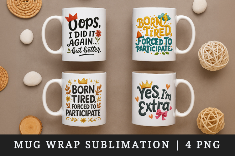 Funny Quotes mug wrap printable sublimation design