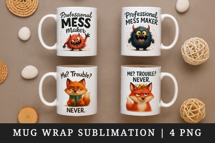 Funny Quotes mug wrap printable sublimation design