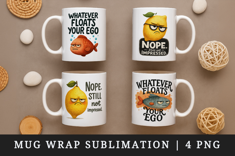 Funny Quotes mug wrap printable sublimation design
