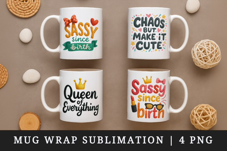 Funny Quotes mug wrap printable sublimation design