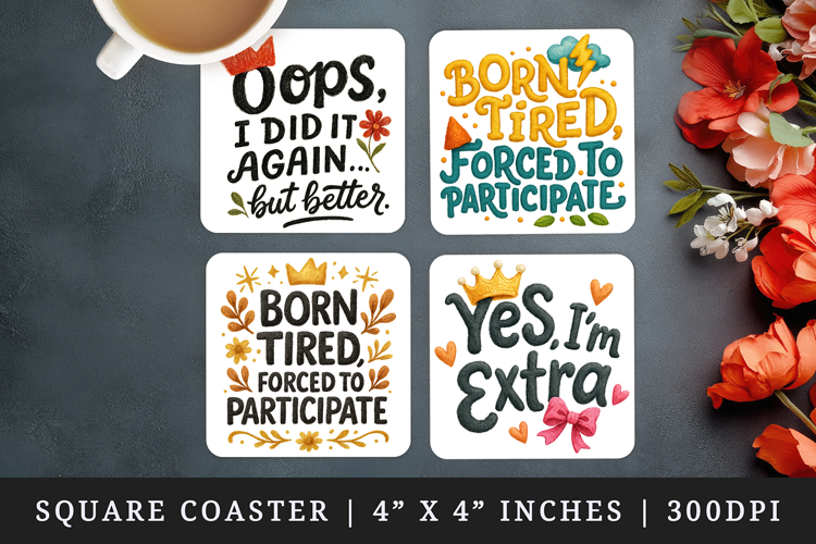 Funny Quotes square coaster sublimation, coasters design