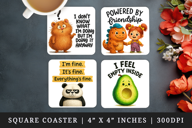 Funny Quotes square coaster sublimation, coasters design