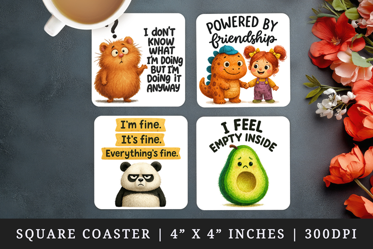 Funny Quotes square coaster sublimation, coasters design