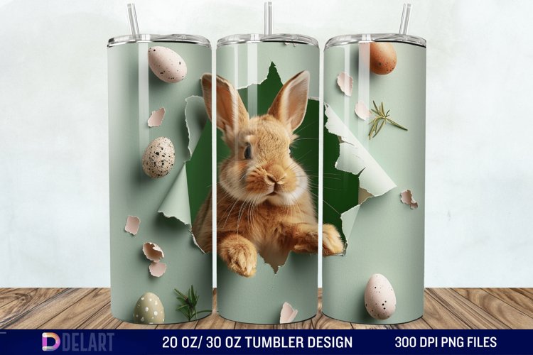 Funny Rabbit broke a hole in a paper Tumbler wrap example image 1