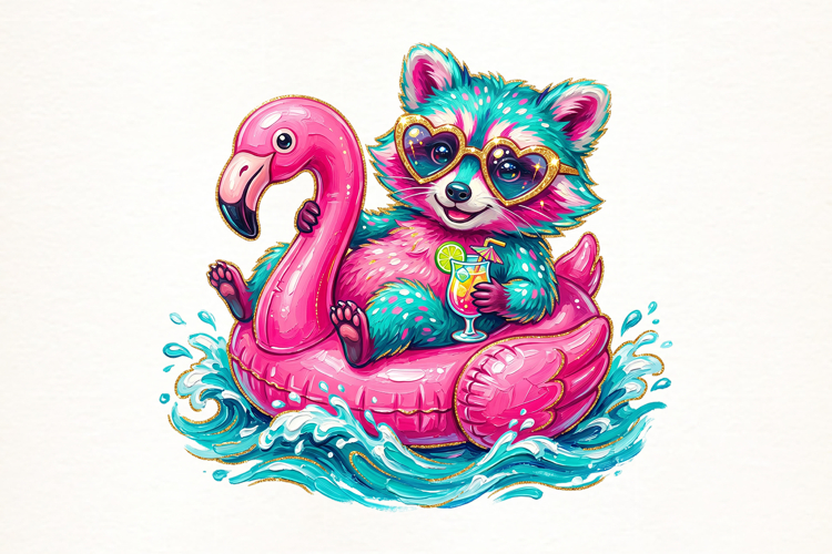 Funny Raccoon Summer PNG example image 1