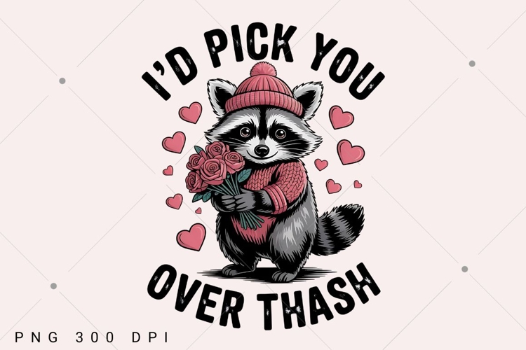 Funny Raccoon Valentines Day PNG,Id Pick You Over Trash