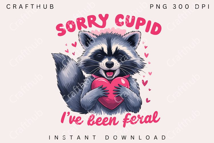 Sorry Cupid Ive Been Feral PNG, Funny Raccoon Valentines
