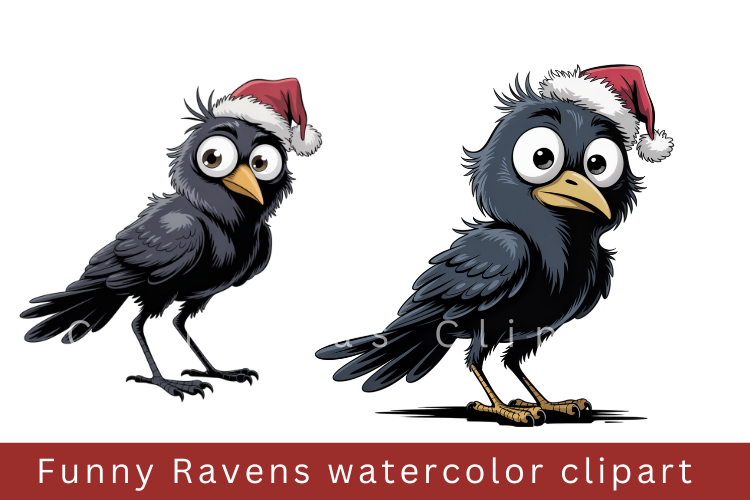 Funny Ravens watercolor clipart, sublimation graphics png