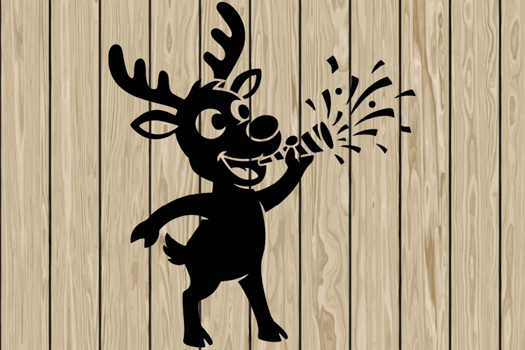 Funny reindeer stencil silhouette SVG
