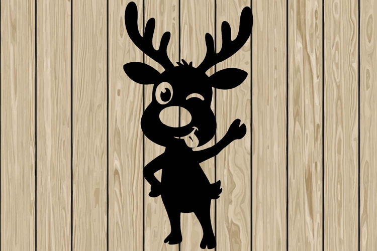 Funny reindeer stencil silhouette SVG