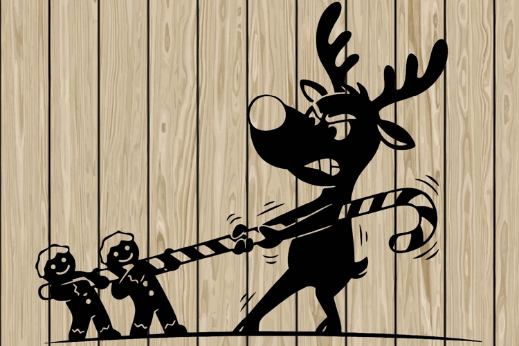 Funny reindeer stencil silhouette SVG