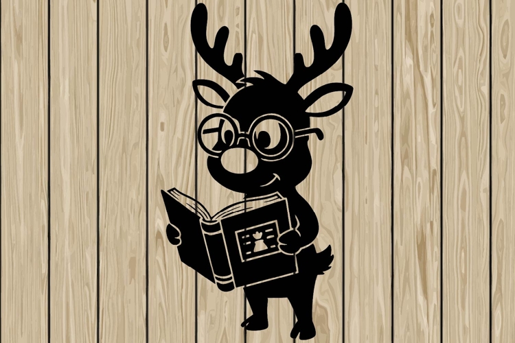 Funny reindeer stencil silhouette SVG