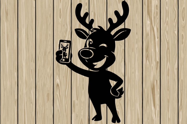 Funny reindeer stencil silhouette SVG