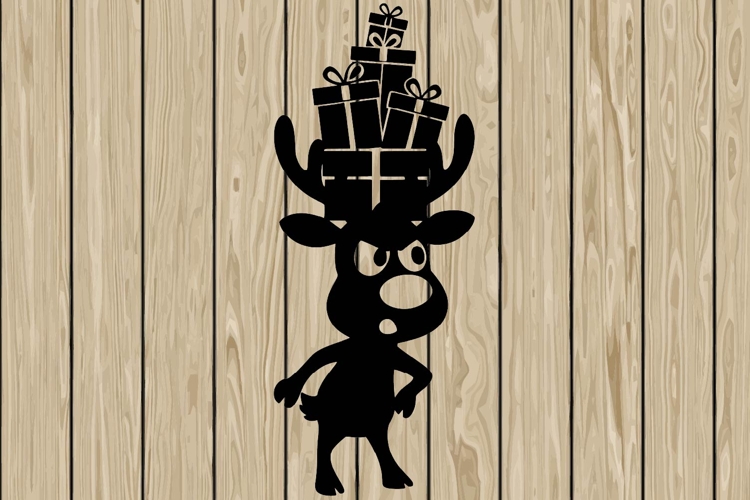 Funny reindeer stencil silhouette SVG