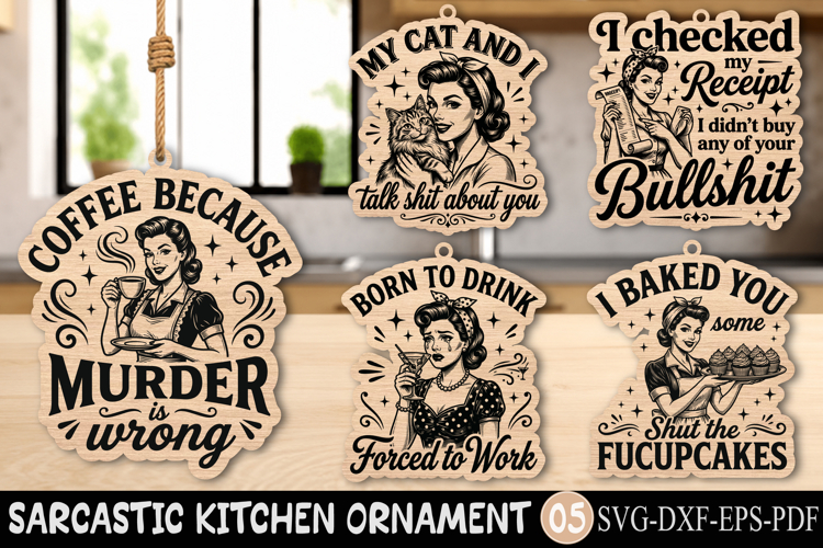 Funny Retro Housewife Cut File, Sarcastic Kitchen Ornament
