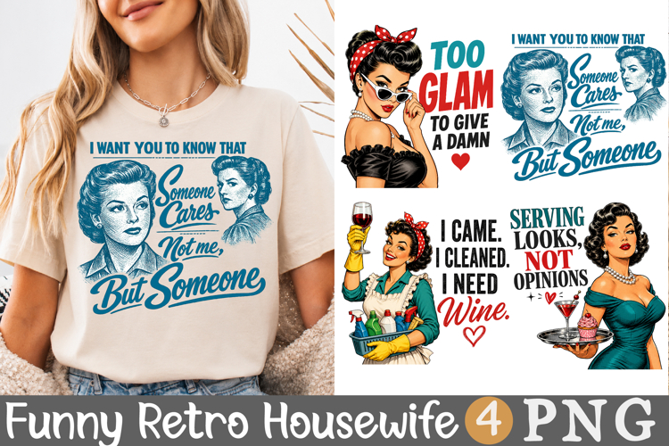 Funny Retro Housewife PNG, 1950s Sarcastic Woman Sublimation example image 1