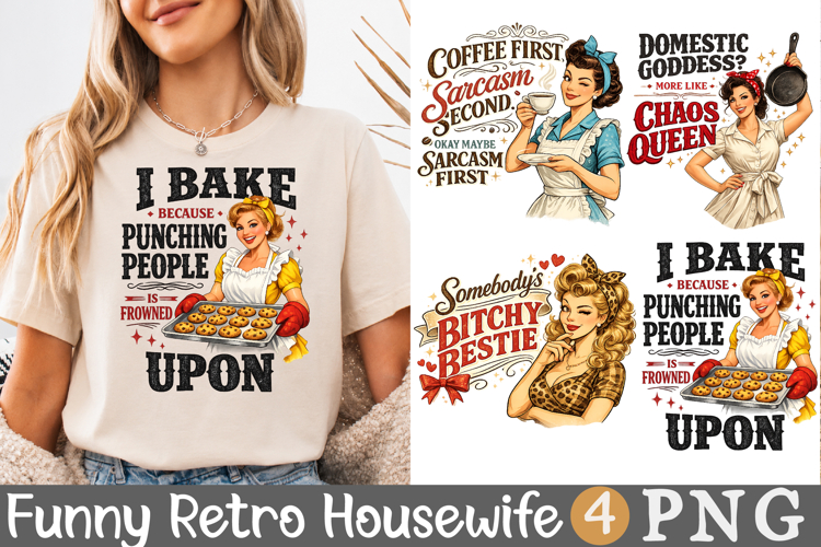 Funny Retro Housewife PNG, 1950s Sarcastic Woman Sublimation example image 1