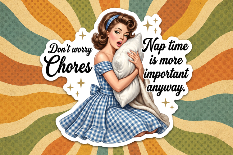 Funny Retro Housewife Sticker Design