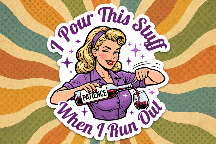 Funny Retro Housewife Sublimation Sticker Design