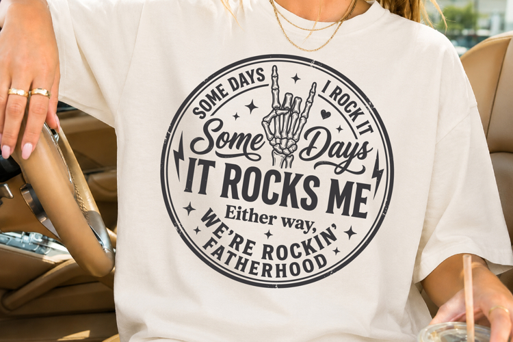 Funny Rock On Dad Skeleton Hand SVG