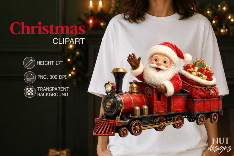 Cute Santa Christmas Clipart Santa Claus & train
