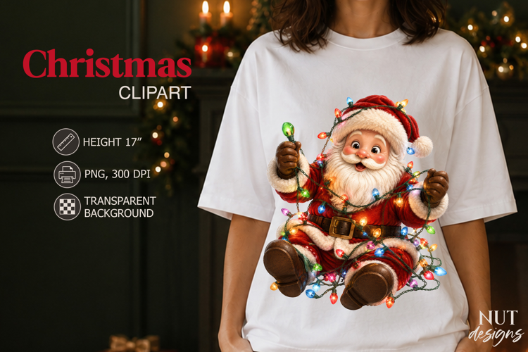 Cute Santa Christmas Clipart Santa Claus & Christmas Lights