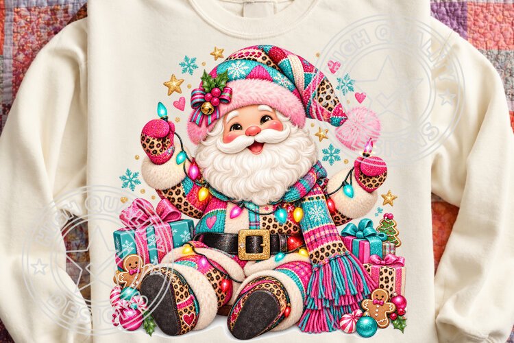 Funny Santa Lights, Whimsical Christmas Sublimation example image 1
