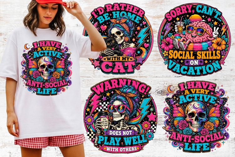 Funny Sarcastic Antisocial Retro PNG Sublimation