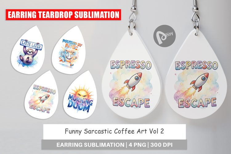 Funny Sarcastic Coffee Art Earring