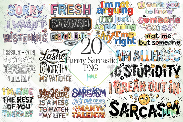 Funny Sarcastic PNG Bundle Clipart
