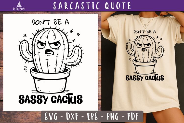 Cactus Clipart Black and White Image 8