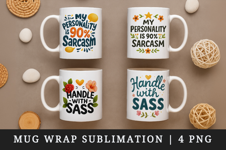 Funny Sassy Quote mug wrap printable sublimation design