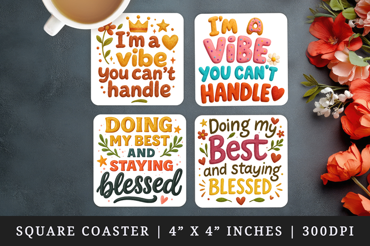Funny Sassy Quote square coaster sublimation design