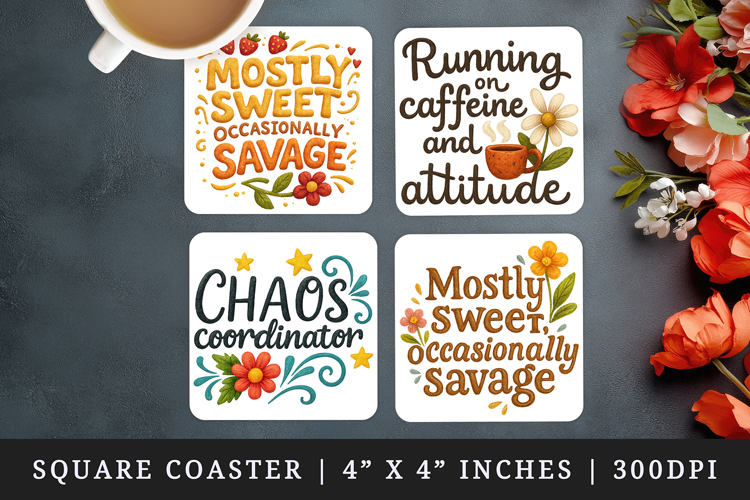 Funny Sassy Quote square coaster sublimation design