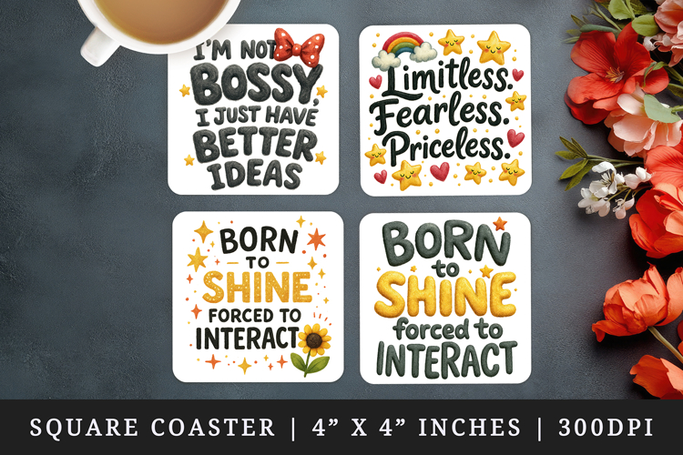 Funny Sassy Quote square coaster sublimation design