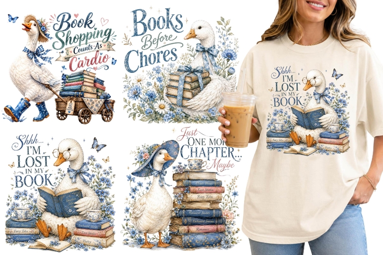 Funny Silly Goose Book Lover PNG, Bought Another Book