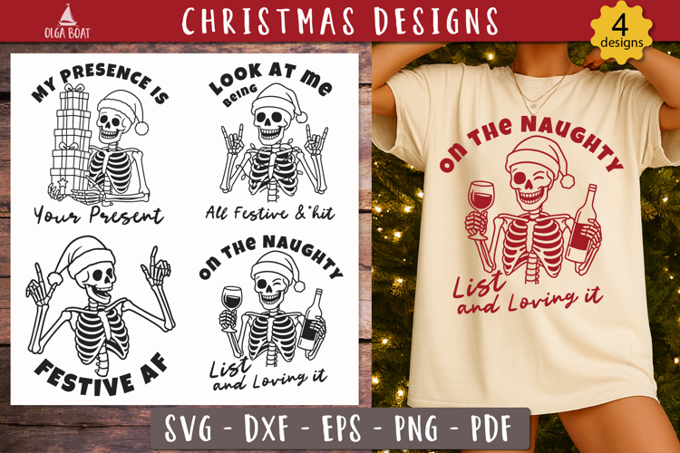 Funny Skeleton Christmas Sarcastic quotes SVG