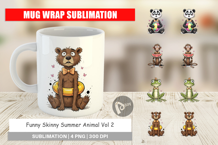 Funny Skinny Summer Animal Mug Wrap