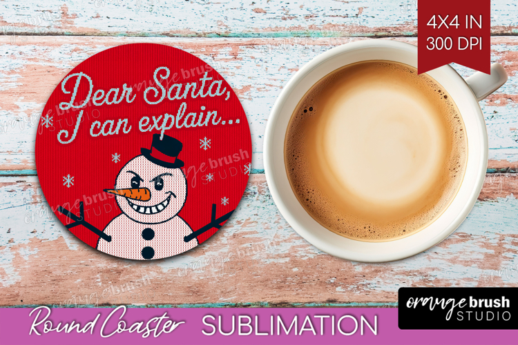 Funny Snowman Xmas Round Coaster Christmas Coaster PNG