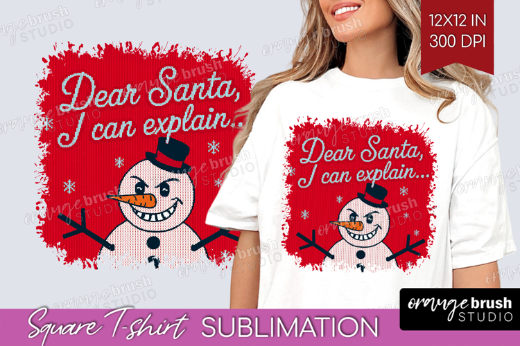 Funny Snowman Xmas Square Tshirt Background Christmas PNG