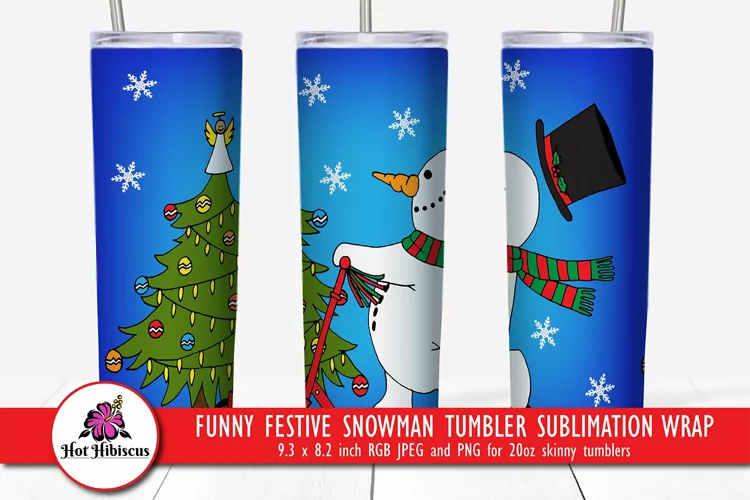 Christmas Sublimation Tumbler Design | Snowman Tumbler Wrap