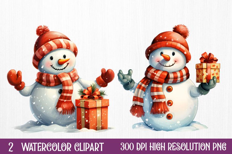 Funny Snowman Sublimation Clipart, watercolor Clipart