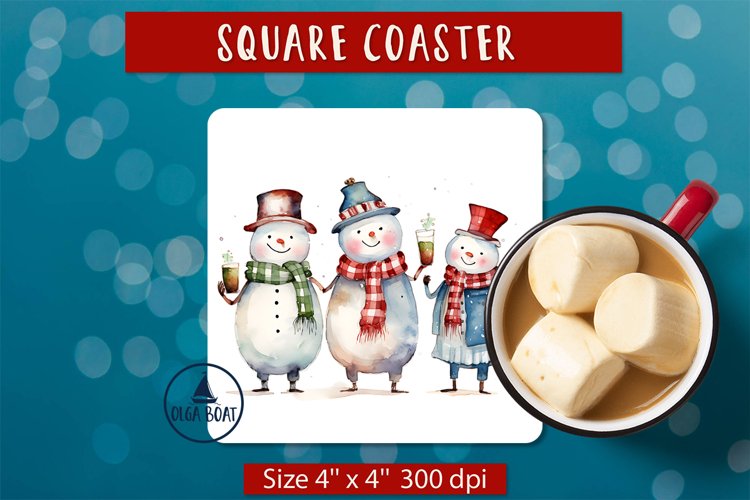 Funny snowmen sublimation | Square christmas coaster